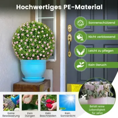 2 zimostrázové koule dekorativní koule odolné vůči UV záření topiary umělá rostlina dekorativní rostlina Ø37 cm