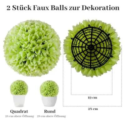 2 koule ze zimostrázu UV odolné dekorativní koule topiary umělá rostlina dekorativní rostlina Ø28 cm zelená