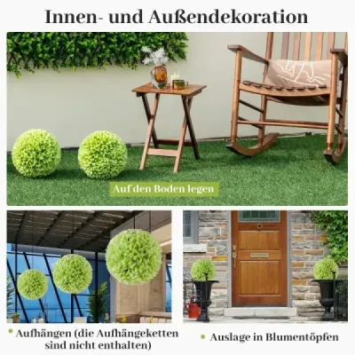 2 koule ze zimostrázu UV odolné dekorativní koule topiary umělá rostlina dekorativní rostlina Ø28 cm zelená
