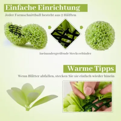 2 koule ze zimostrázu UV odolné dekorativní koule topiary umělá rostlina dekorativní rostlina Ø28 cm zelená