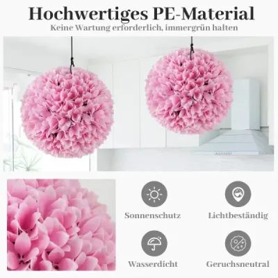 2 koule ze zimostrázu UV odolné dekorativní koule topiary umělá rostlina dekorativní rostlina Ø28 cm růžová