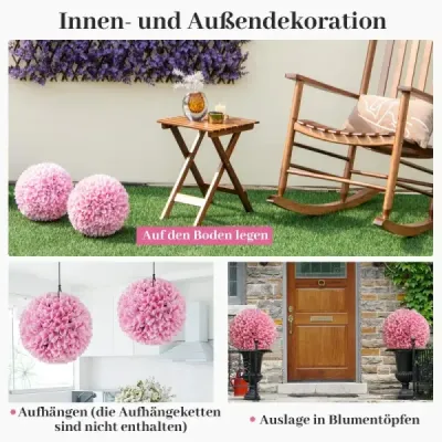 2 koule ze zimostrázu UV odolné dekorativní koule topiary umělá rostlina dekorativní rostlina Ø28 cm růžová