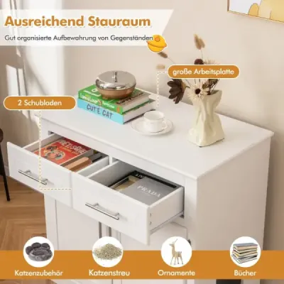 Kočičí skříňka na stelivo se 2 zásuvkami a 2 dvířky a vchodem Kočičí domek se stelivem