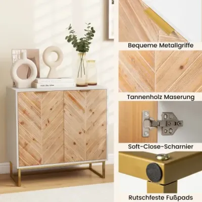 Příborník se 2 dvířky Kuchyňská skříňka s policí Bufetová skříňka moderní s kovovými nožkami Bílá 80 x 40 x 80 cm