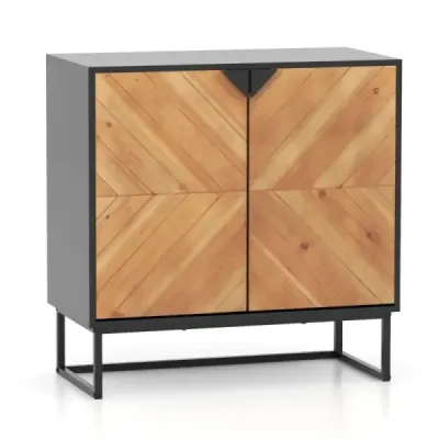 Příborník se 2 dvířky Kuchyňská skříňka s policí Bufetová skříňka moderní s kovovými nožkami 80 x 40 x 80 cm Černá barva