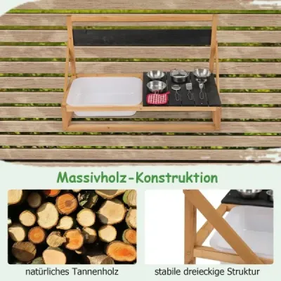 Dětská blátivá kuchyňka Venkovní dětská kuchyňka z jedlového dřeva s doplňky přírodní 81 x 36 x 49 cm
