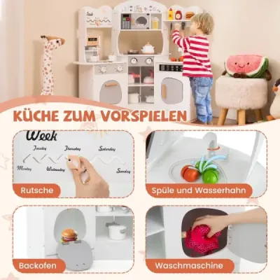 Dřevěná rohová hrací kuchyňka se zvukem lehký kávovar Hrací souprava do kuchyňky pro batole skluzavka bílá