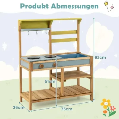 Proměňte čas hry v kulinářské dobrodružství s naší Mud Kitchen! Tato bahenní kuchyňka je vyrobena z kvalitního smrkového dřeva a