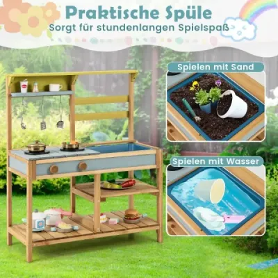 Proměňte čas hry v kulinářské dobrodružství s naší Mud Kitchen! Tato bahenní kuchyňka je vyrobena z kvalitního smrkového dřeva a
