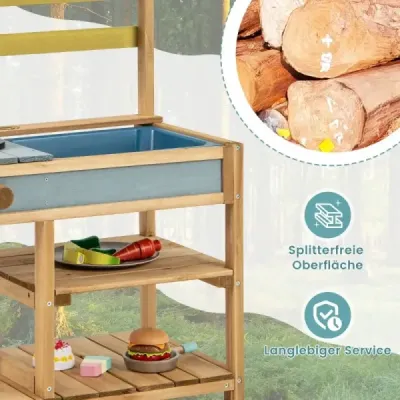 Proměňte čas hry v kulinářské dobrodružství s naší Mud Kitchen! Tato bahenní kuchyňka je vyrobena z kvalitního smrkového dřeva a