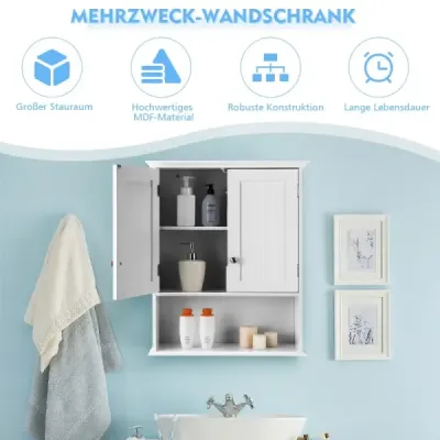 Nástěnná skříňka Koupelnová nástěnná skříňka Dřevěná nástěnná skříňka 60 x 20 x 70,5 cm Bílá