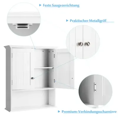 Nástěnná skříňka Koupelnová nástěnná skříňka Dřevěná nástěnná skříňka 60 x 20 x 70,5 cm Bílá