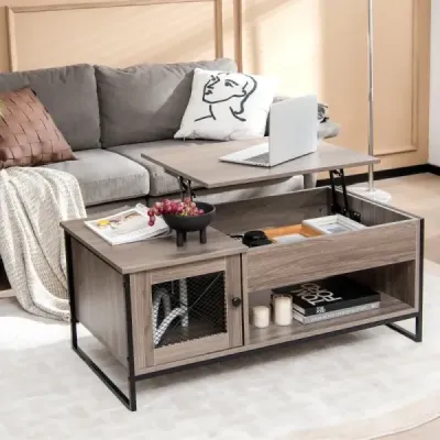 Couchtisch mit Hubplatte Mitteltisch mit Pneumatischer Hebevorrichtung 106 x 55 x 44,5 cm Grau