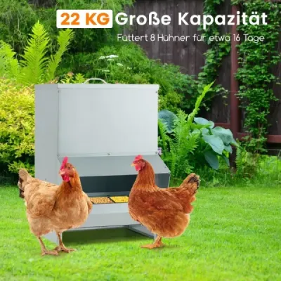 Pozinkované krmítko pro kuřata s kapacitou 22 kg Nástěnné automatické krmítko pro drůbež s víkem