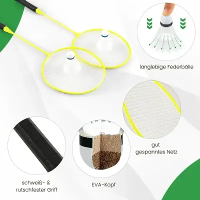 Badmintonový stojan na síť přenosná badmintonová hra s raketami kompletní badmintonová sada zelená