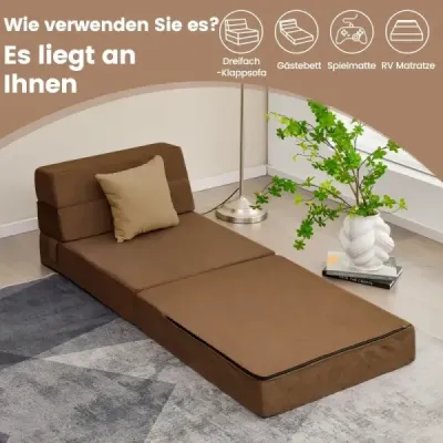 Rozkládací pohovka 3 v 1 s pratelným potahem Extra silná pěna (15 cm) hnědá