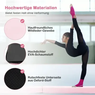 210 cm gymnastická kladina skládací gymnastická kladina protiskluzová kladina do 73 kg růžová
