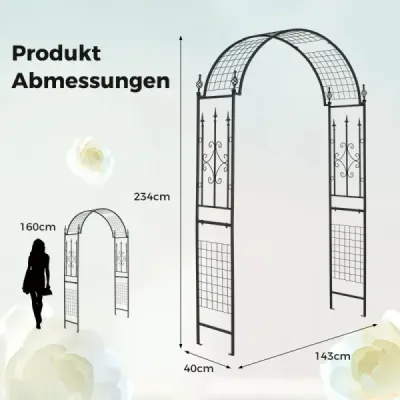 Rose Arch kovový zahradní oblouk pro popínavé rostliny Trellis Arch pro svatební párty na dvorku 143 x 40 x 234 cm