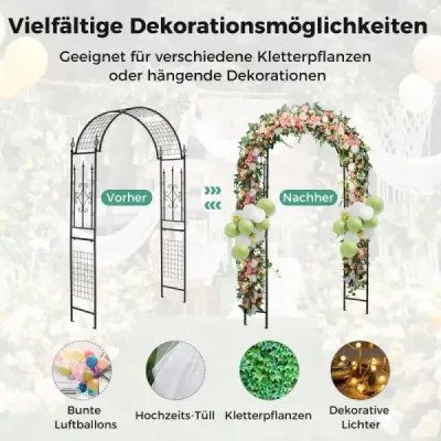 Rose Arch kovový zahradní oblouk pro popínavé rostliny Trellis Arch pro svatební párty na dvorku 143 x 40 x 234 cm