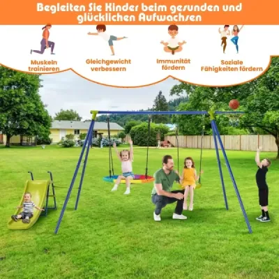 Sada houpaček 4 v 1 pro děti od 3 do 12 let Robustní kovová sada na hraní se skluzavkou