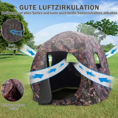 Lovecký stan vyskakovací design s 360° výhledem a taškou na přenášení a napínacími popruhy pro 2 osoby