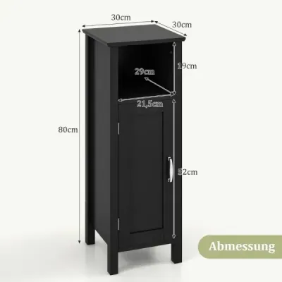 Koupelnová skříňka Koupelnová skříňka s otevřenou boční skříňkou Úložná skříňka 30 x 30 x 80 cm Černá
