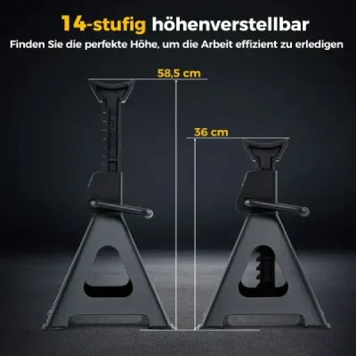 Sada 2 stojanů na auto zvedáky s nosností 6 tun s nastavitelnou výškou od 36 - 58,5 cm