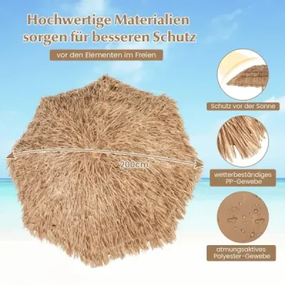Plážový deštník v havajském stylu se skládacím stojanem a naklápěcím knoflíkem a taška Tiki deštník