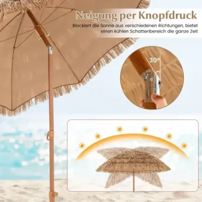Plážový deštník v havajském stylu se skládacím stojanem a naklápěcím knoflíkem a taška Tiki deštník