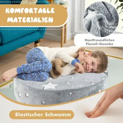 Dětská pohovka 2v1 Kulatá hrací pohovka Zářící ve tmě Dětská pohovka čalouněná s odnímatelným potahem Šedá