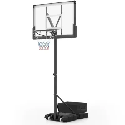 Outdoorový basketbalový koš se stojanem a zátěžovou taškou a basketbalovým stojanem se 2 sítěmi