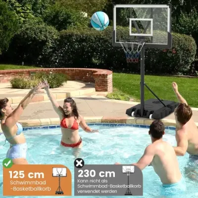 Outdoorový basketbalový koš se stojanem a zátěžovou taškou a basketbalovým stojanem se 2 sítěmi