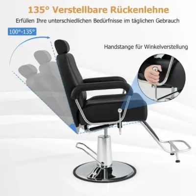 Kadeřnické křeslo s opěrkou hlavy & zádovou opěrkou & hydraulickou pumpou otočné kadeřnické křeslo o 360°