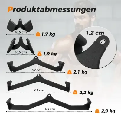 Sada 5 veslařských rukojetí pro kabelový stroj ve tvaru V LAT kabelový přístup s gumovou rukojetí pro posilování zad