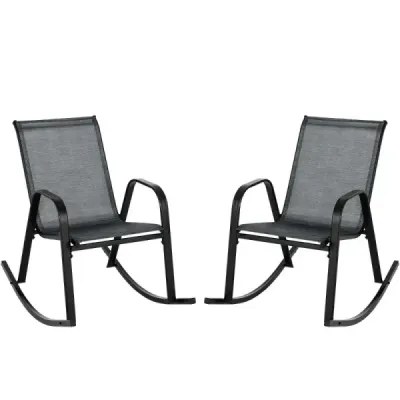 Sada 2 houpacích křesel s prodyšným látkovým sedákem Ergonomic Swing Black