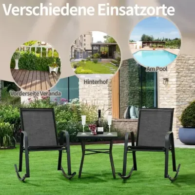 Sada 2 houpacích křesel s prodyšným látkovým sedákem Ergonomic Swing Black