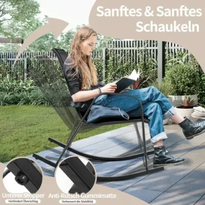Sada 2 houpacích křesel s prodyšným látkovým sedákem Ergonomic Swing Black