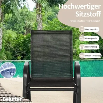 Sada 2 houpacích křesel s prodyšným látkovým sedákem Ergonomic Swing Black