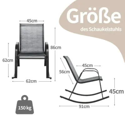 Sada 2 houpacích křesel s prodyšným látkovým sedákem Ergonomická houpačka šedá