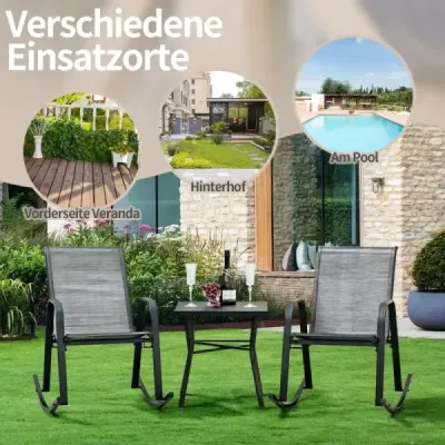 Sada 2 houpacích křesel s prodyšným látkovým sedákem Ergonomická houpačka šedá