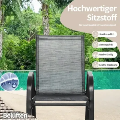 Sada 2 houpacích křesel s prodyšným látkovým sedákem Ergonomická houpačka šedá