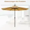 LED osvětlení konzolový deštník kulatý slunečník solární zahradní deštník klikový-béžový-ø 3M