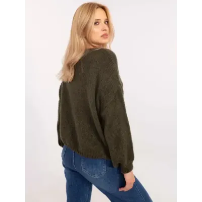 Volný dámský kardigan khaki (0412)