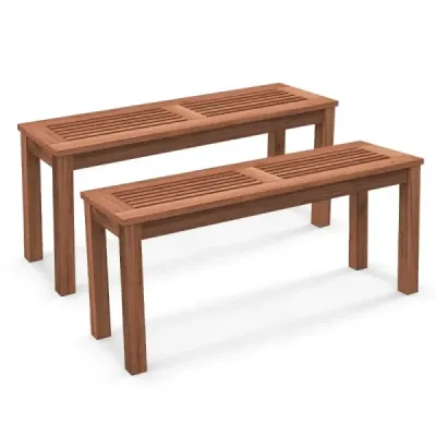Zahradní lavice odolná proti povětrnostním vlivům 2místná lavice bez opěradla dřevěná lavice do 150 kg 100 x 30,5 x 47 cm 2 kusy