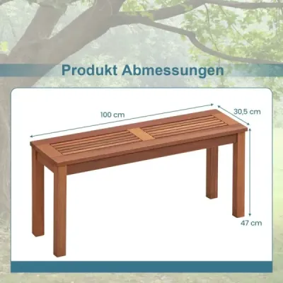 Zahradní lavice odolná proti povětrnostním vlivům 2místná lavice bez opěradla dřevěná lavice do 150 kg 100 x 30,5 x 47 cm 2 kusy
