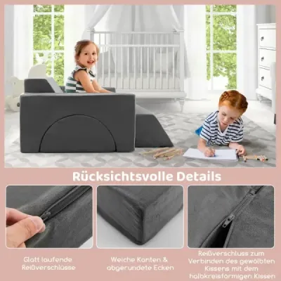 Modulární dětská pohovka Play Sofa Modulární pohovka s odnímatelným potahem 105,5 x 101 x 48 cm Šedá