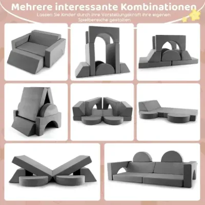 Modulární dětská pohovka Play Sofa Modulární pohovka s odnímatelným potahem 105,5 x 101 x 48 cm Šedá