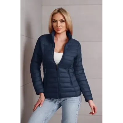 Prošívaná dámská podzimní bunda MODA9111 tmavě modrá