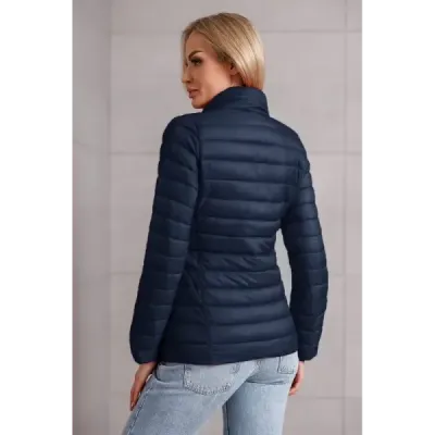 Prošívaná dámská podzimní bunda MODA9111 tmavě modrá