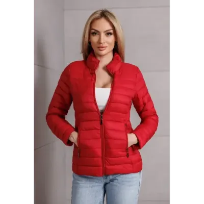 Prošívaná dámská podzimní bunda MODA9111 červená